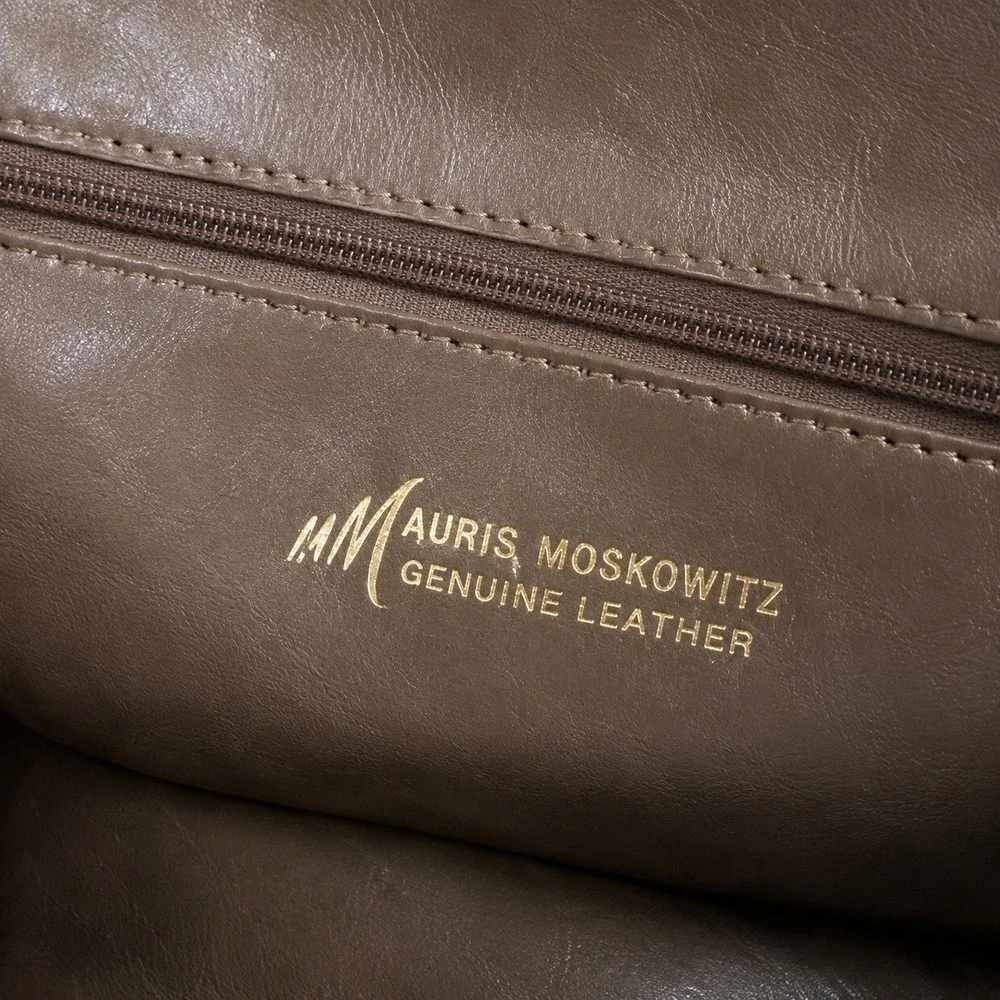 Woven Leather Portfolio Clutch Taupe Twist Lock Vintage Handbag Morris Moskowitz